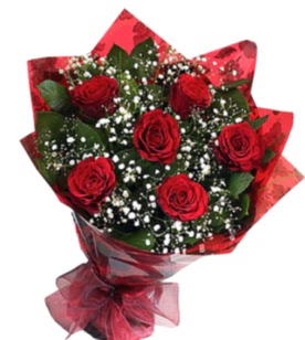 6 adet kırmızı gülden buket  Muğla çiçek siparişi sitesi 